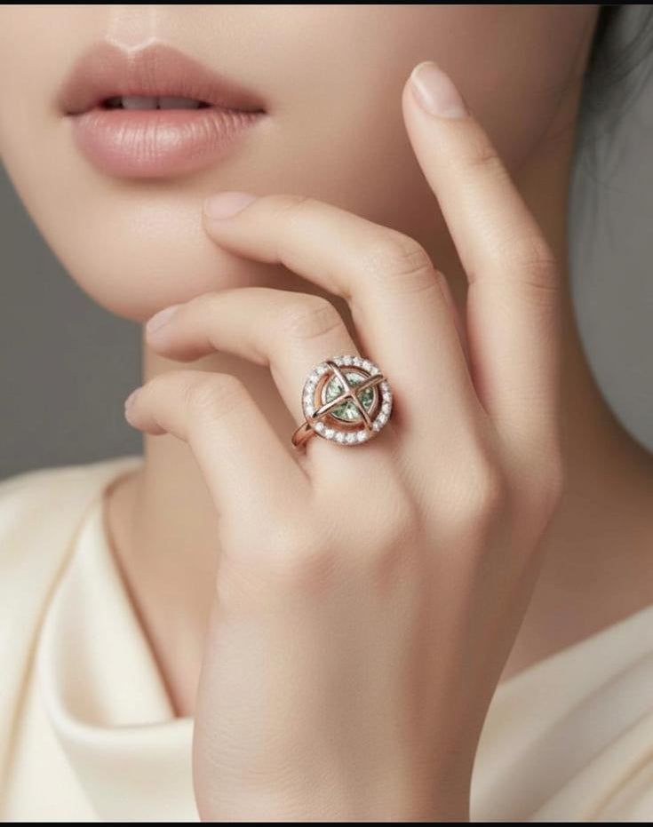 Green Moissanite Eclipse Ring