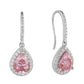 Pink Moissanite Drop Earrings UK – Sterling Silver Teardrop Halo | Rose Joy
