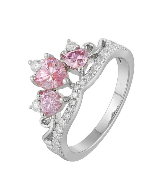 Pink Moissanite Cluster Ring UK – Sterling Silver Floral Design | Rose Joy
