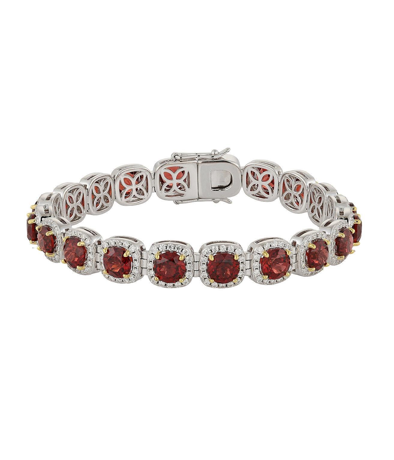 Red Stone Tennis Bracelet UK – Sterling Silver Halo Bracelet | Rose Joy