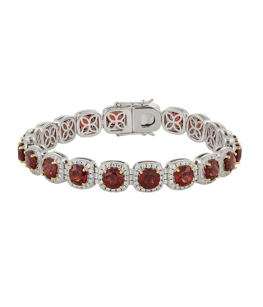Red Stone Tennis Bracelet UK – Sterling Silver Halo Bracelet | Rose Joy