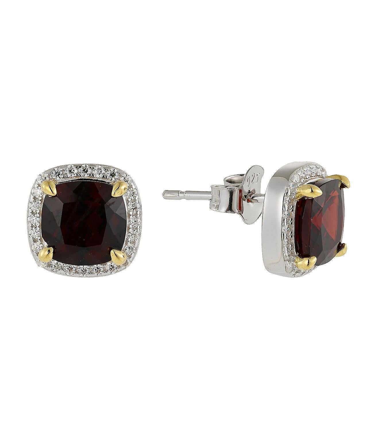 Garnet Stud Earrings UK – Moissanite Halo, Gold & Silver | Rose Joy
