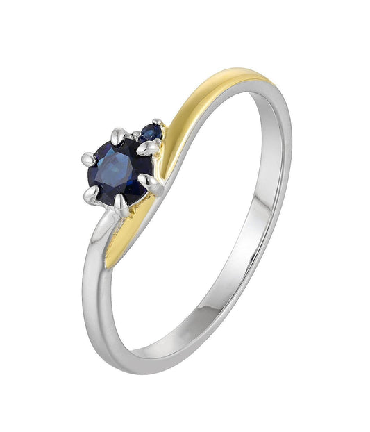 Blue Sapphire & Moissanite Ring in 925 Sterling Silver.