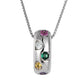 Multicolour Gemstone Bar Pendant Necklace in 925 Sterling Silver with Rhodium Finish | Rose Joy