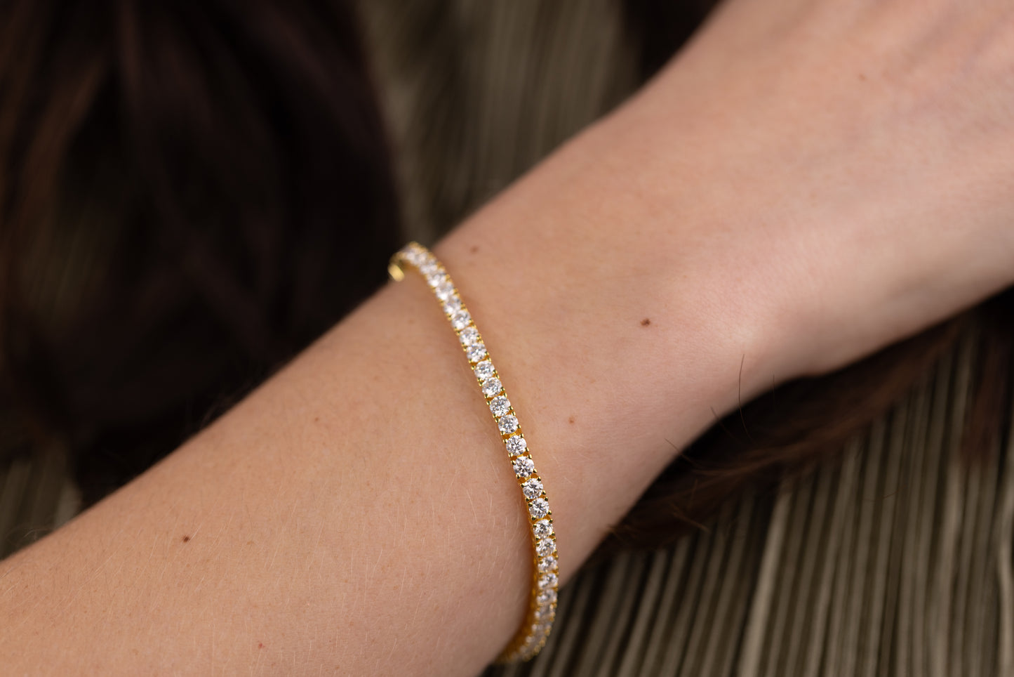 3mm Moissanite Gold Tennis Bracelet UK – Vermeil Sterling Silver | Rose Joy