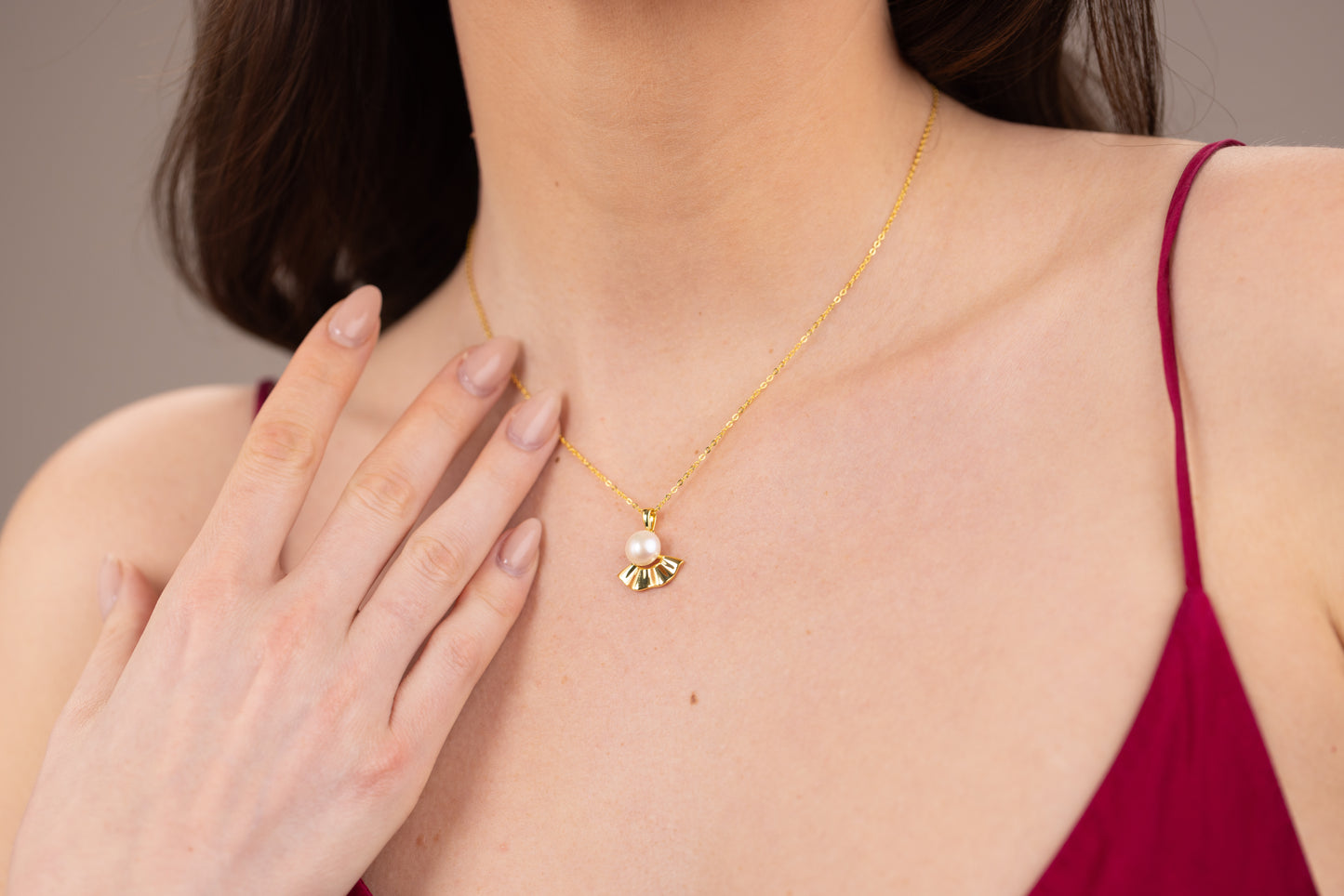 Aurélia Pearl Fan Necklace — Gold Vermeil on Sterling Silver