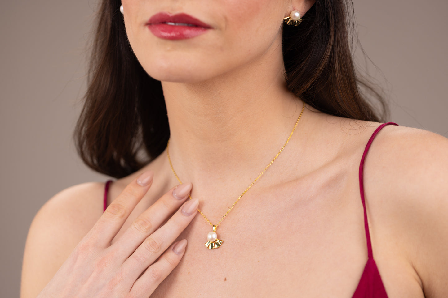 Aurélia Pearl Fan Earrings — Gold Vermeil on Sterling Silver