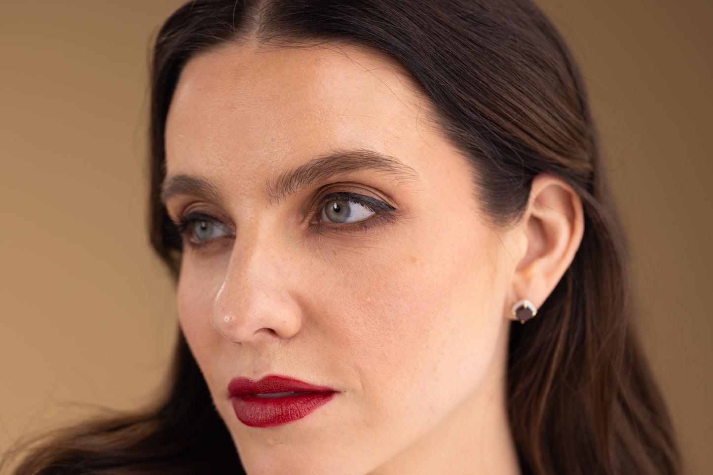 Garnet Stud Earrings UK – Moissanite Halo, Gold & Silver | Rose Joy