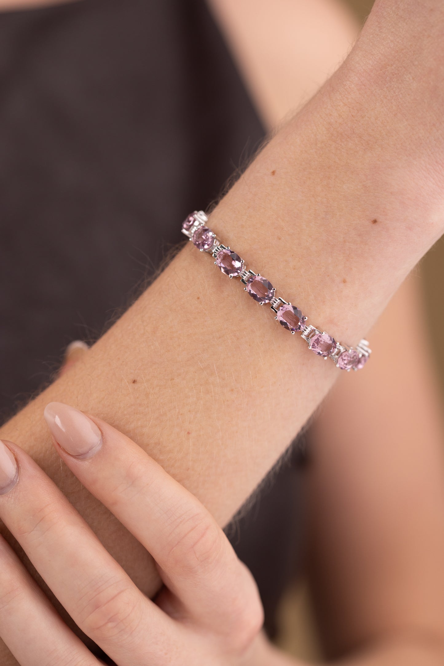 Purple Swarovski Crystal Bracelet UK – Sterling Silver Tennis Bracelet | Rose Joy
