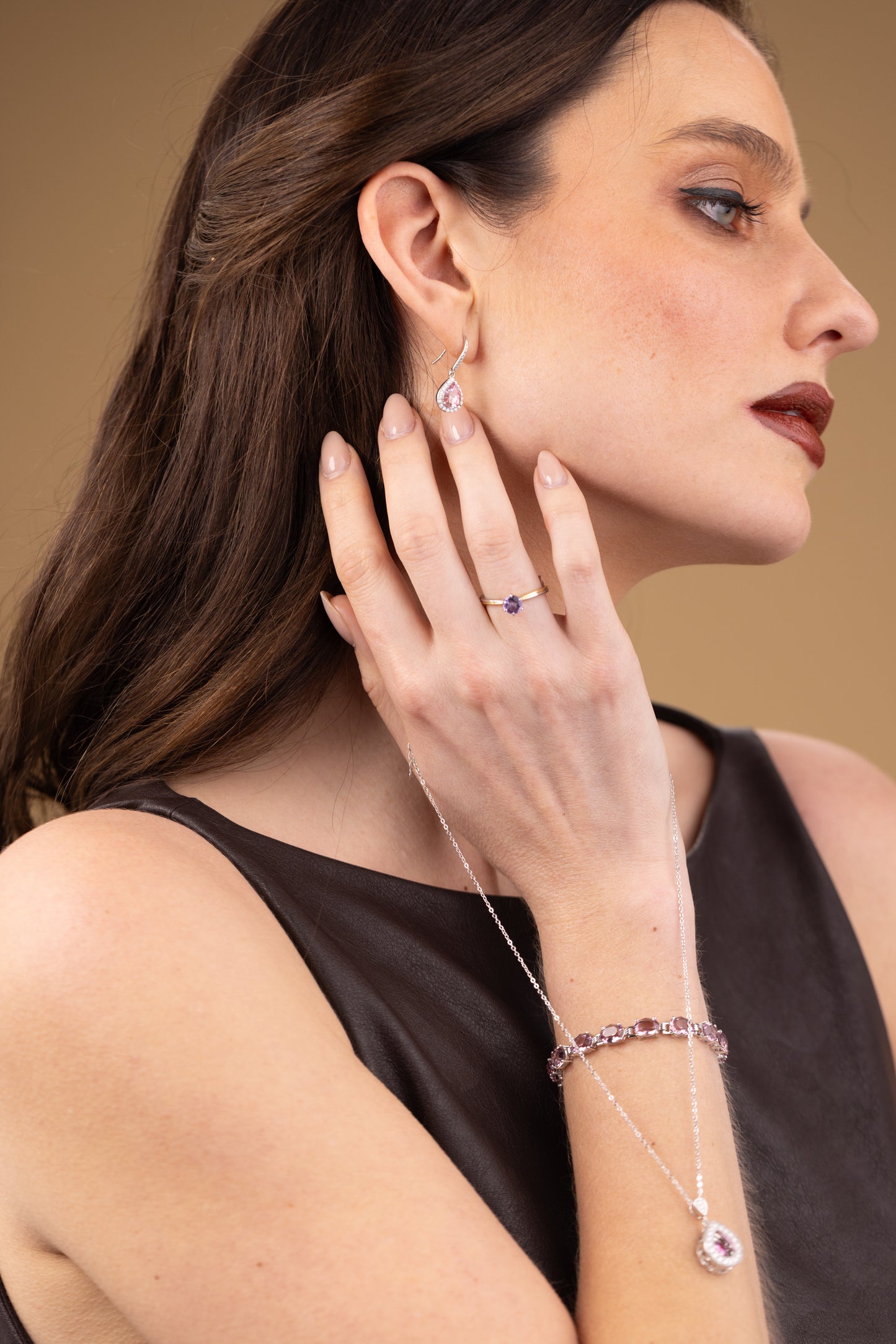 Purple Swarovski Crystal Bracelet UK – Sterling Silver Tennis Bracelet | Rose Joy
