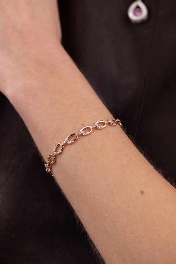 Valencia Link Bracelet — White Topaz in Rose Gold Vermeil & Rhodium