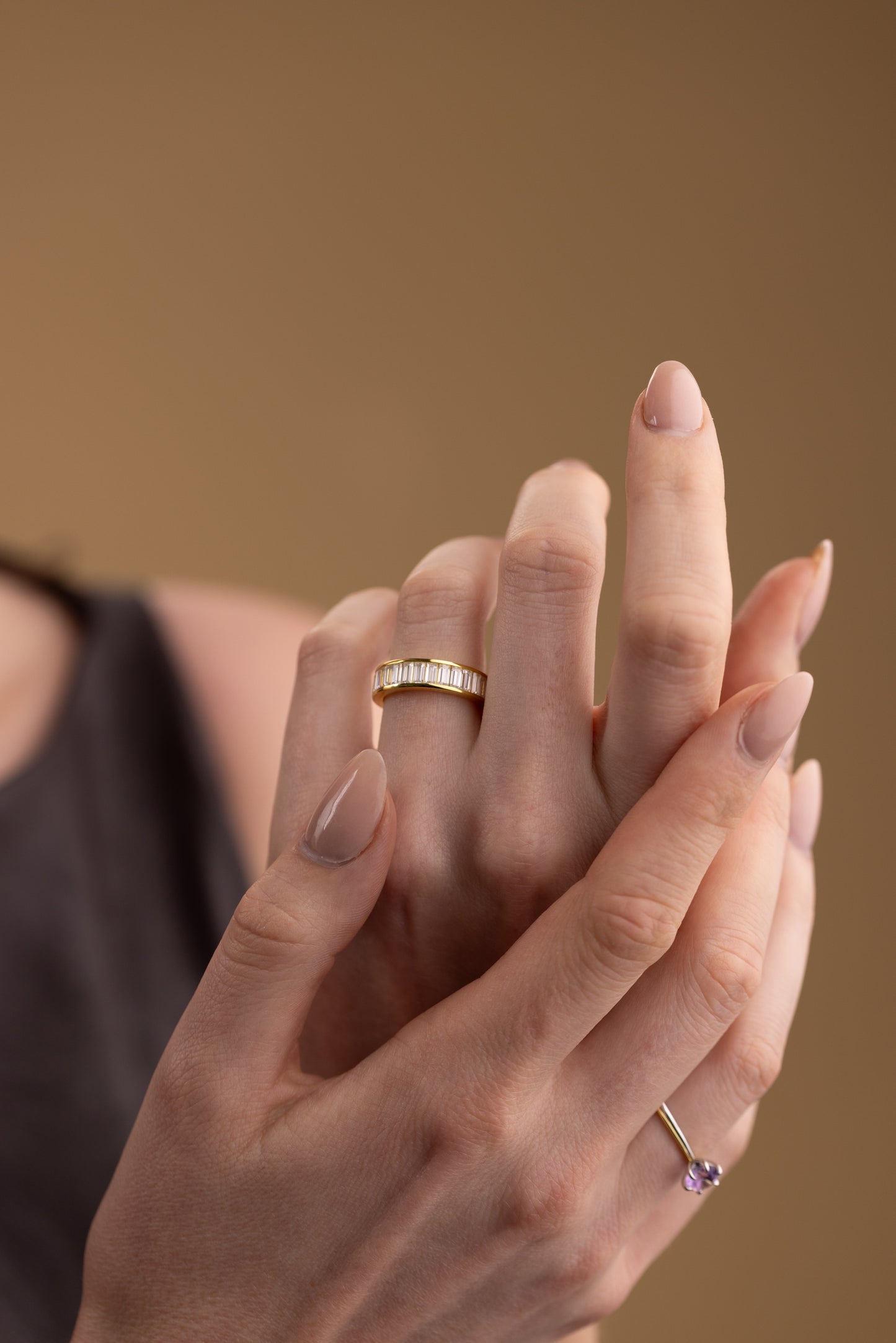 Moissanite Baguette Band Ring UK – Gold Vermeil Eternity Ring | Rose Joy