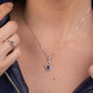 Heirloom Blue Sapphire & Moissanite Teardrop Necklace in 925 Sterling Silver
