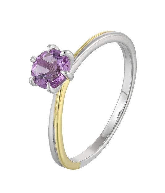 Valencia Amethyst Ring — Two-Tone Sterling Silver & Rose Gold