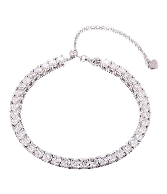 4mm Moissanite Tennis Bracelet UK – Sterling Silver, Rhodium Plated | Rose Joy