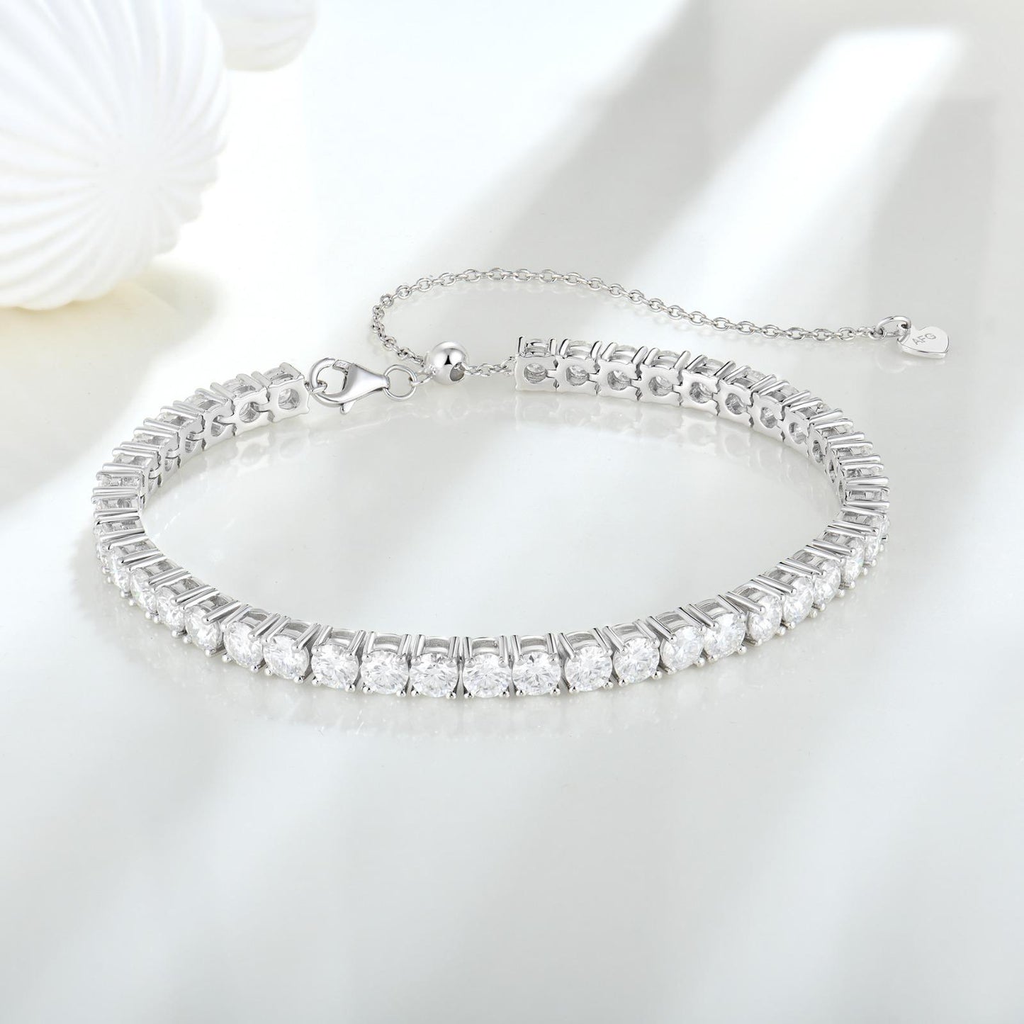 4mm Moissanite Tennis Bracelet UK – Sterling Silver, Rhodium Plated | Rose Joy