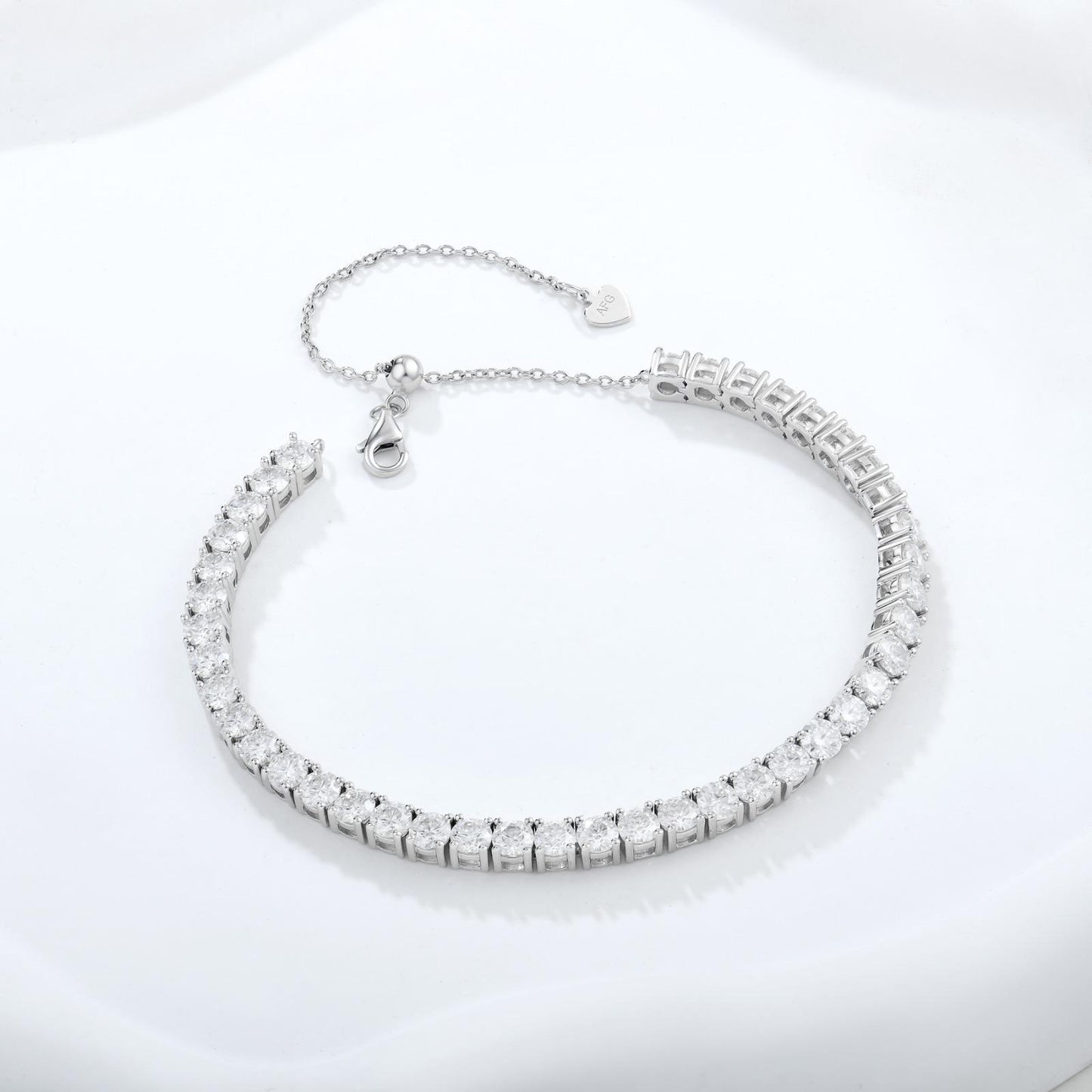 4mm Moissanite Tennis Bracelet UK – Sterling Silver, Rhodium Plated | Rose Joy
