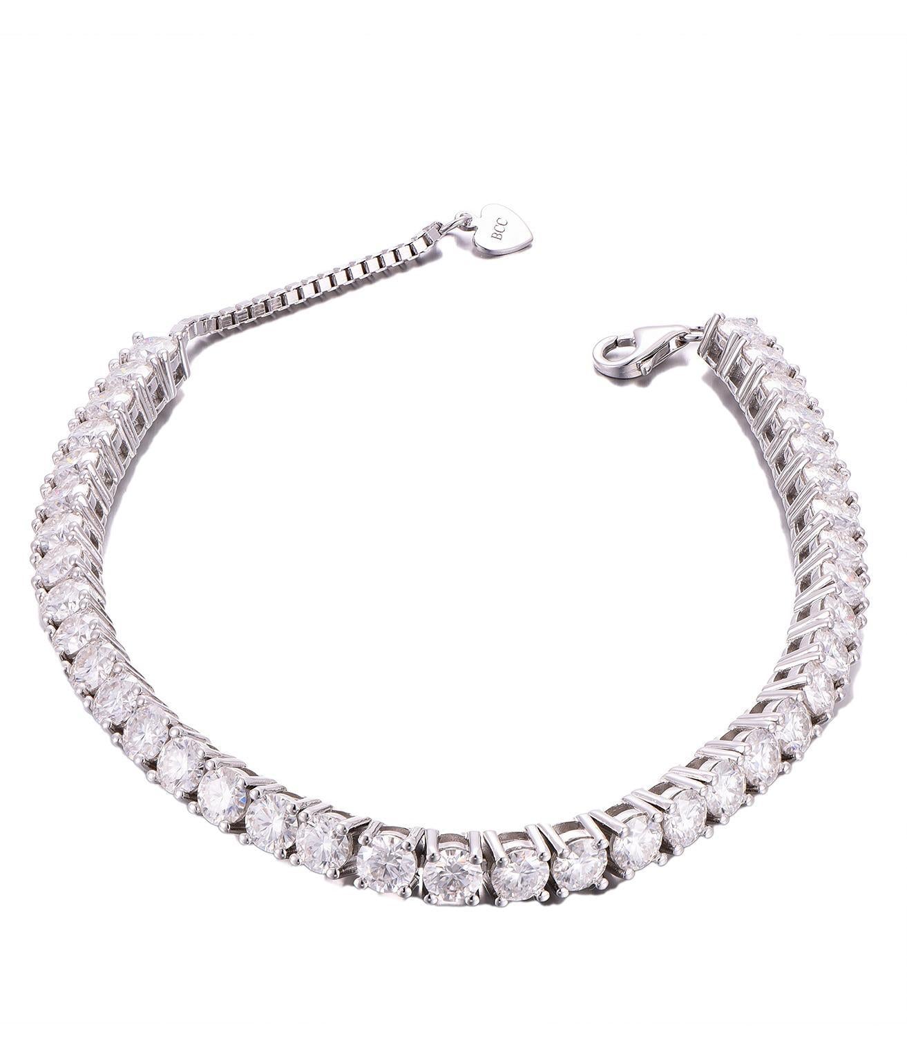 5mm Moissanite Tennis Bracelet UK – Sterling Silver, Rhodium Plated | Rose Joy