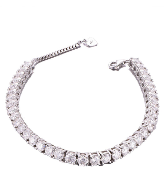5mm Moissanite Tennis Bracelet UK – Sterling Silver, Rhodium Plated | Rose Joy