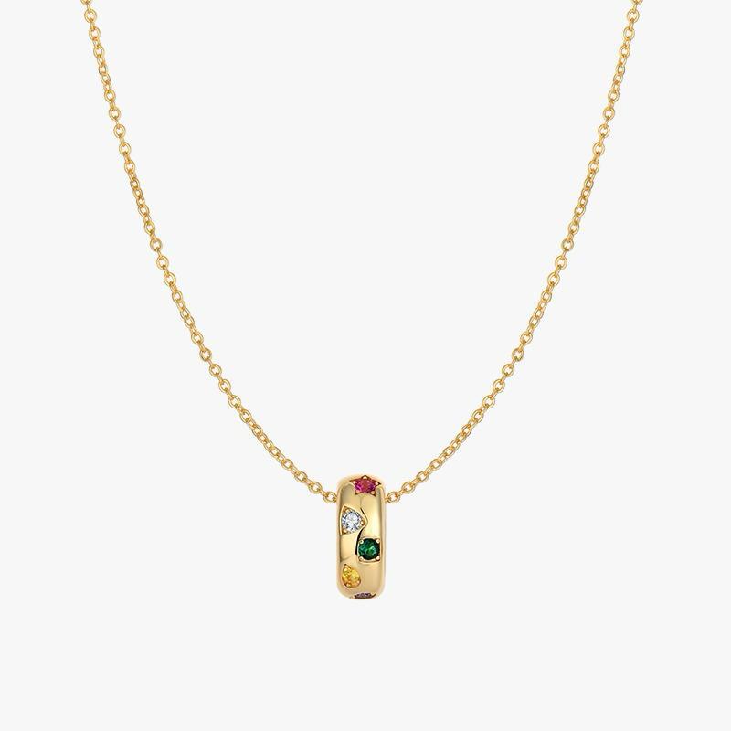 Multicolour Gemstone Barrel Necklace in 18k Gold Vermeil (925 Silver) | Rose Joy