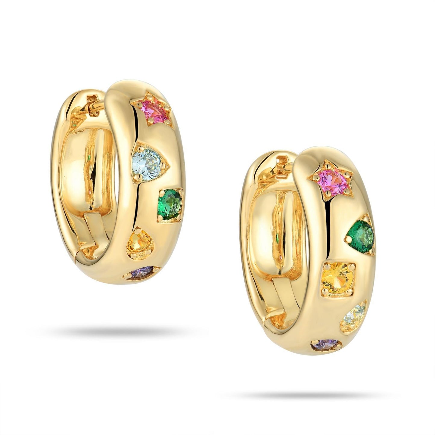 Multicolour Gemstone Hoop Earrings in 18k Gold Vermeil (925 Silver) | Rose Joy