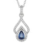 Heirloom Blue Sapphire & Moissanite Teardrop Necklace in 925 Sterling Silver
