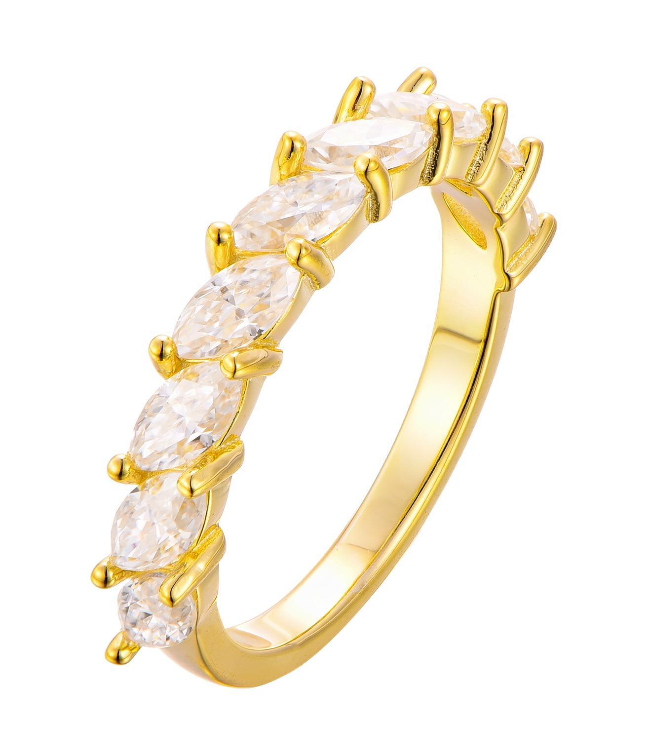 Marquise Moissanite Band Ring UK – Gold Vermeil Half Eternity | Rose Joy