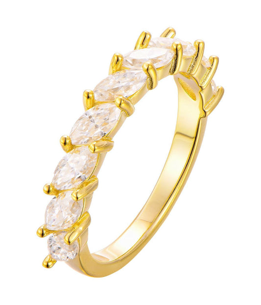 Marquise Moissanite Band Ring UK – Gold Vermeil Half Eternity | Rose Joy
