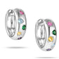 Multicolour Gemstone Hoop Earrings in 925 Sterling Silver with Rhodium Finish | Rose Joy