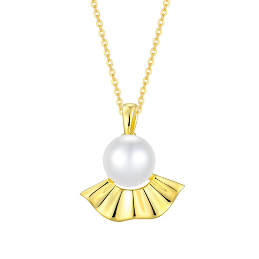 Aurélia Pearl Fan Necklace — Gold Vermeil on Sterling Silver