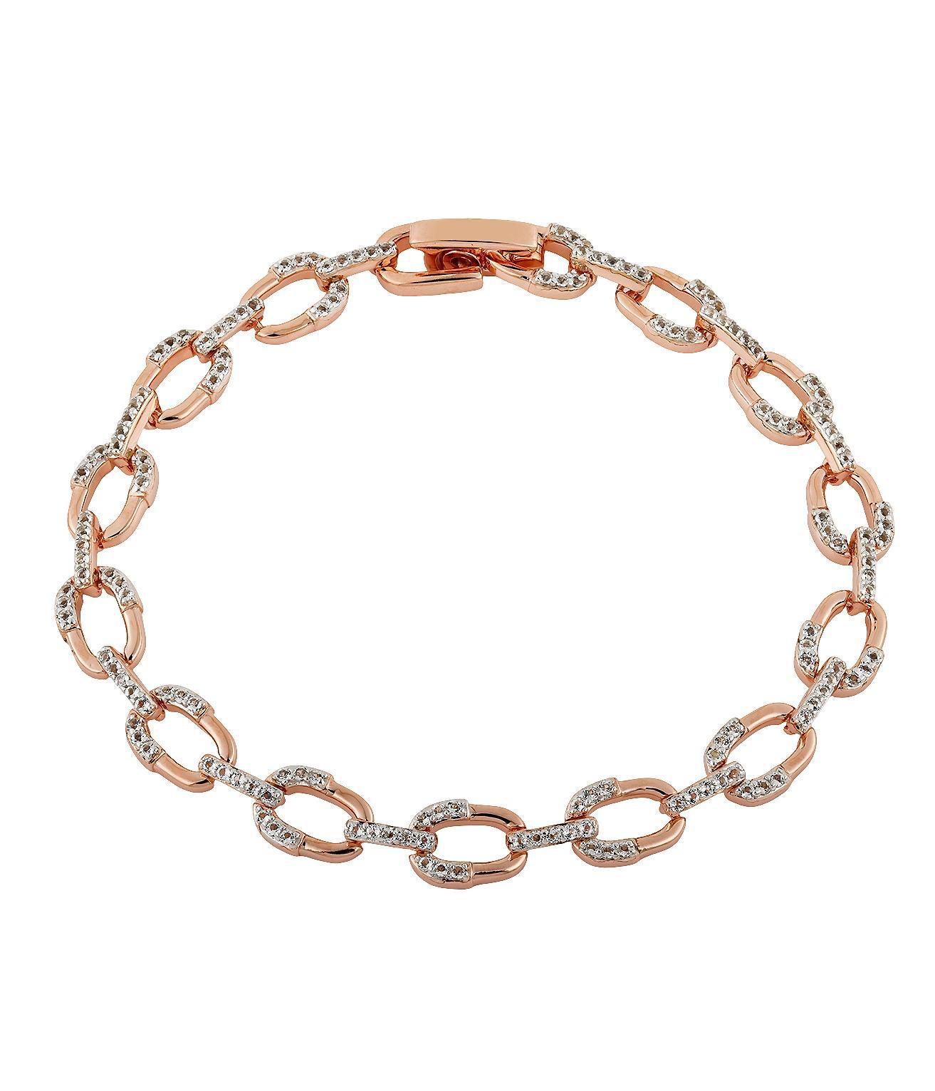 Valencia Link Bracelet — White Topaz in Rose Gold Vermeil & Rhodium
