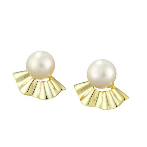 Aurélia Pearl Fan Earrings — Gold Vermeil on Sterling Silver