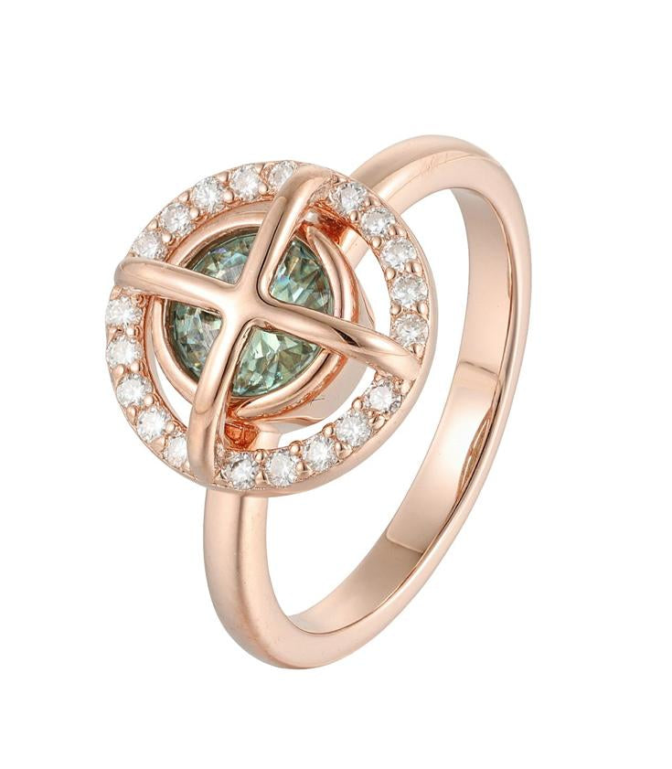 Green Moissanite Eclipse Ring
