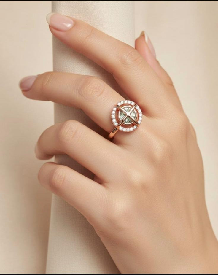 Green Moissanite Eclipse Ring